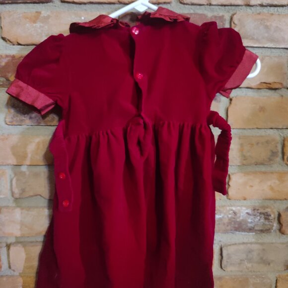Red Velvet Toddler Girls Holiday Dress - Picture 3 of 3